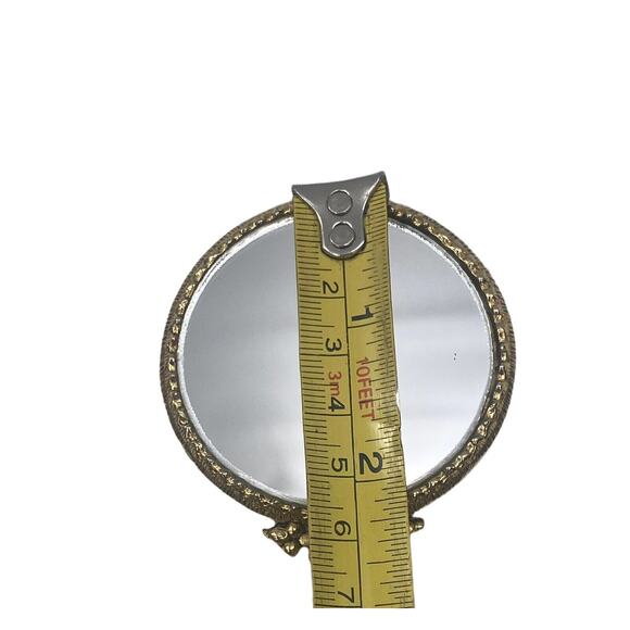 Antique Gilt Scrolled Roses Flapper Small Handheld Mirror Old Hollywood Art Deco - Picture 5 of 12